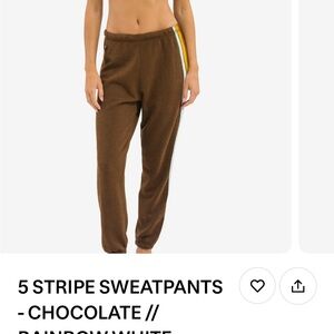Aviator Nation chocolate brown 5 stripe sweatpants